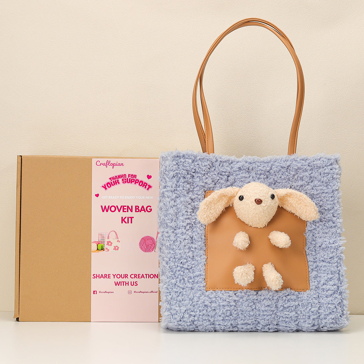 Fluffy Bunny - Woven Handbag DIY Kit - Blue