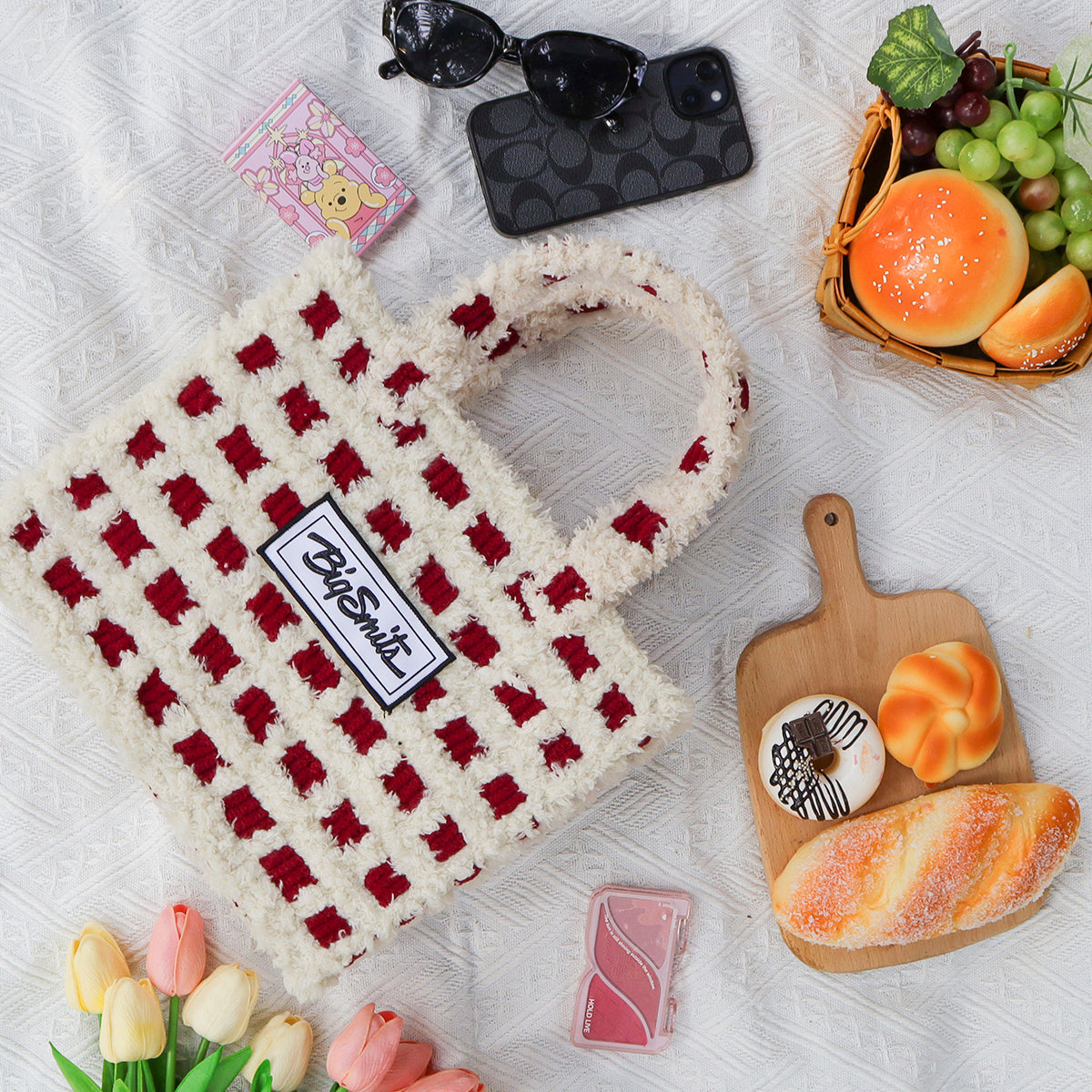 Checker - Woven Handbag DIY Kit - Red & Cream