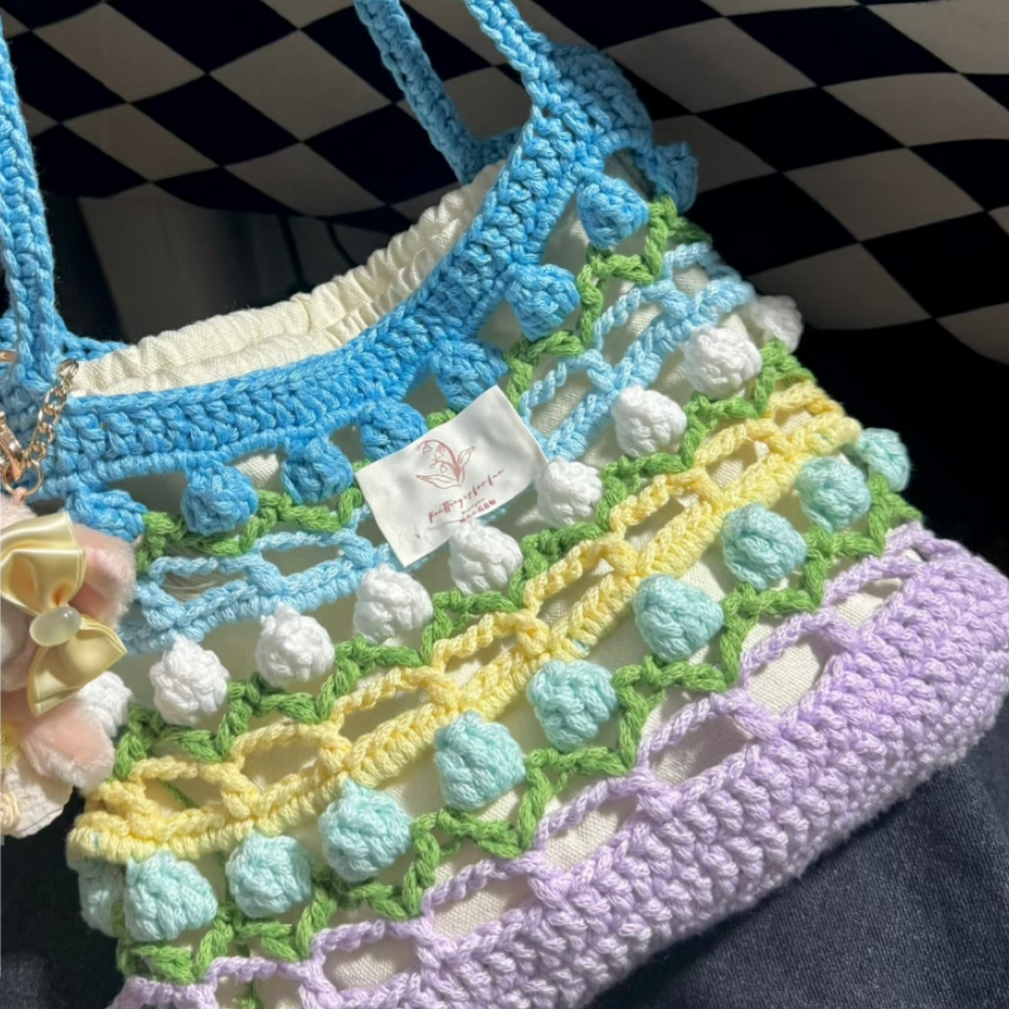 Rainbow Bloom – Crochet Handbag DIY Kit - Gradual Blue