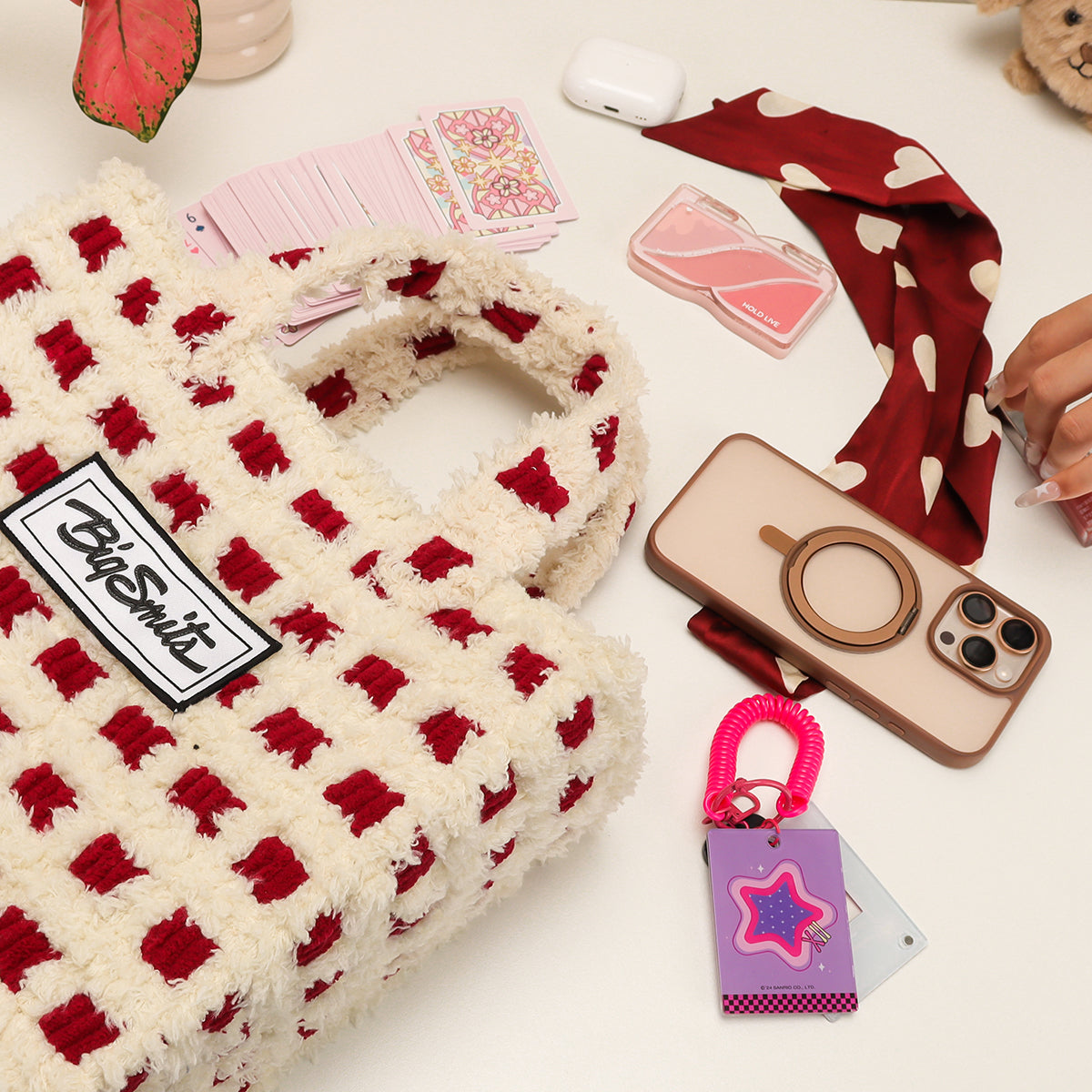 Checker - Woven Handbag DIY Kit - Red & Cream