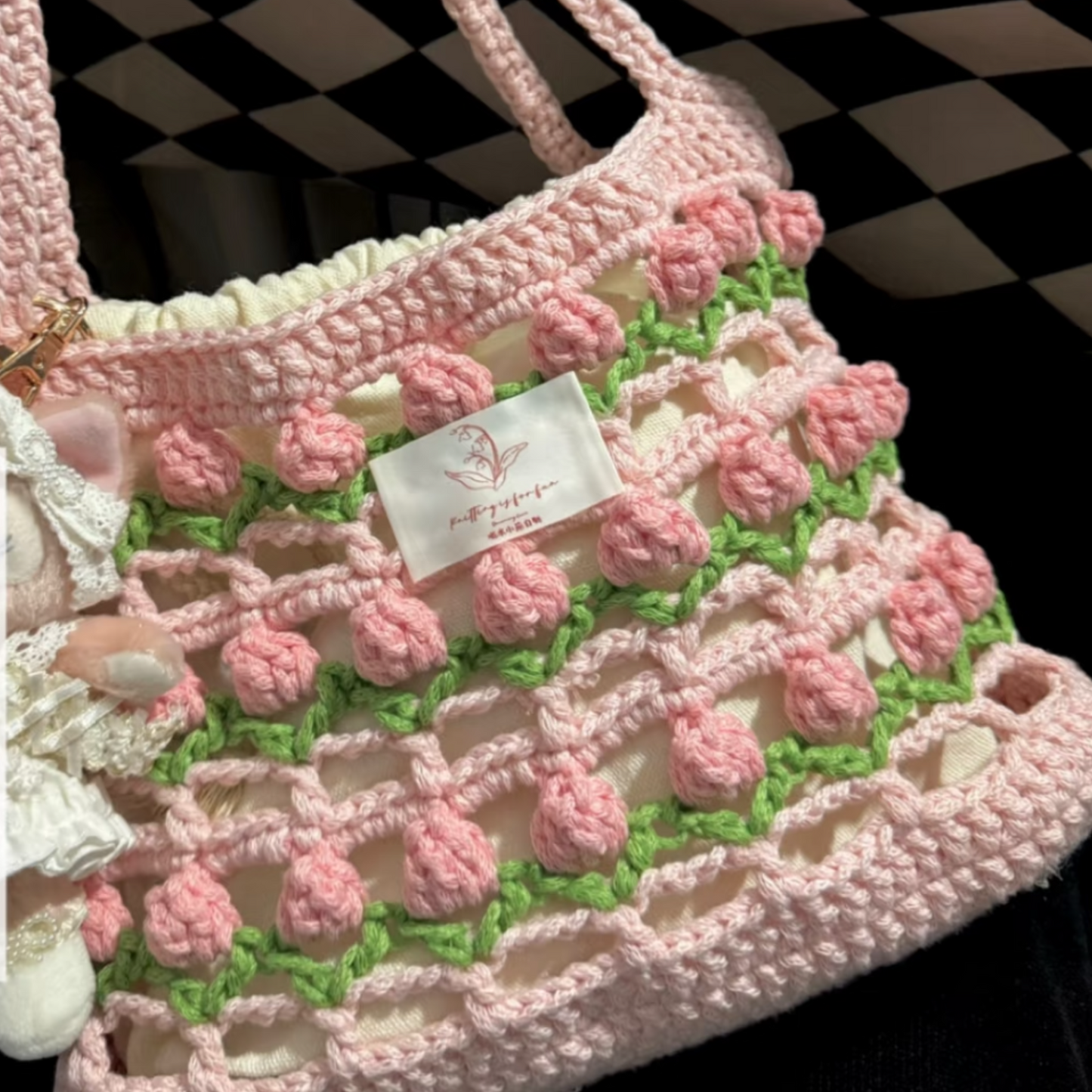 Rainbow Bloom – Crochet Handbag DIY Kit - Baby Pink