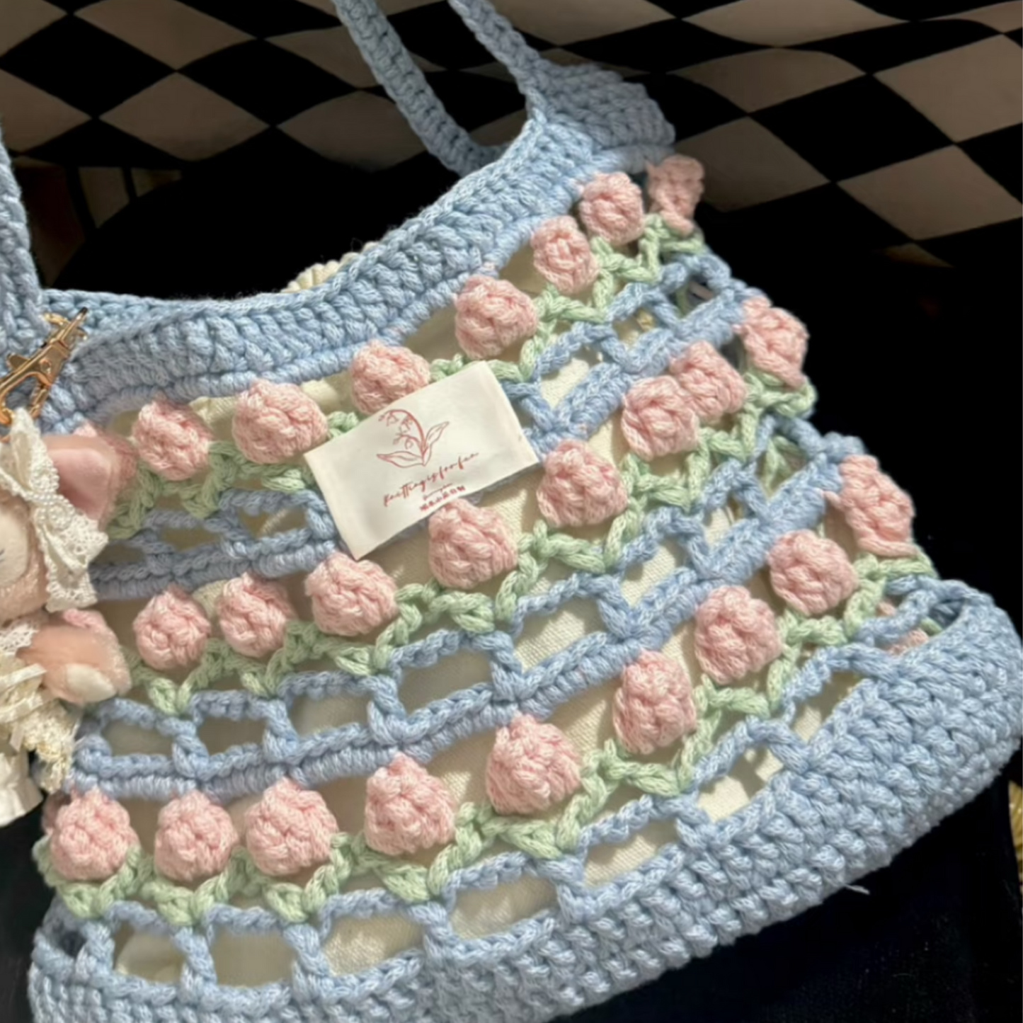 Rainbow Bloom – Crochet Handbag DIY Kit - Sky Blue