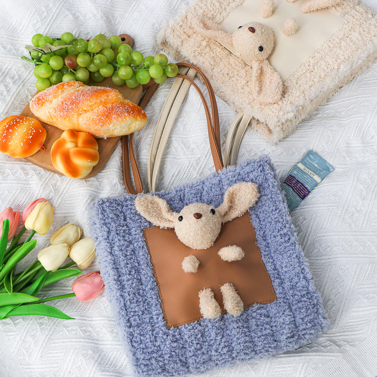 Fluffy Bunny - Woven Handbag DIY Kit - Blue