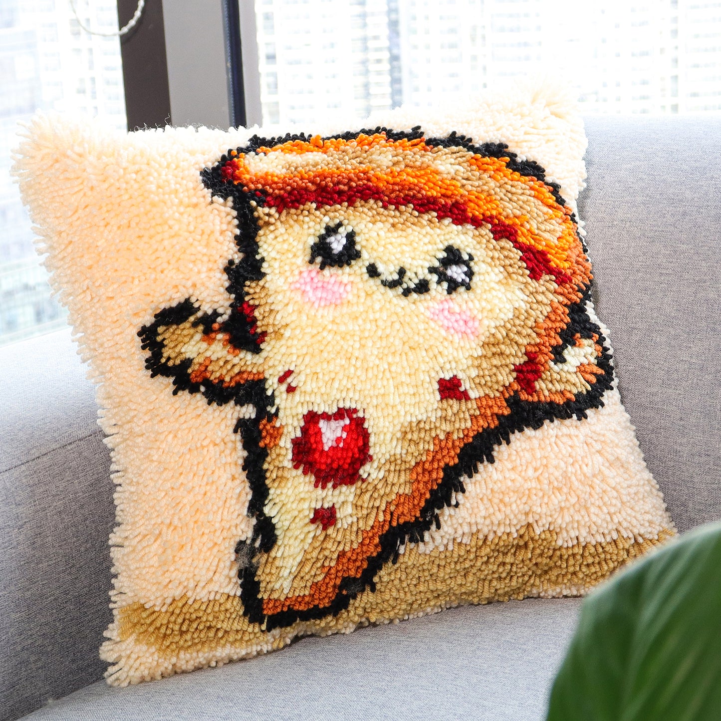Cheezy Slice – Pizza Latch Hook Pillow Cover DIY Kit