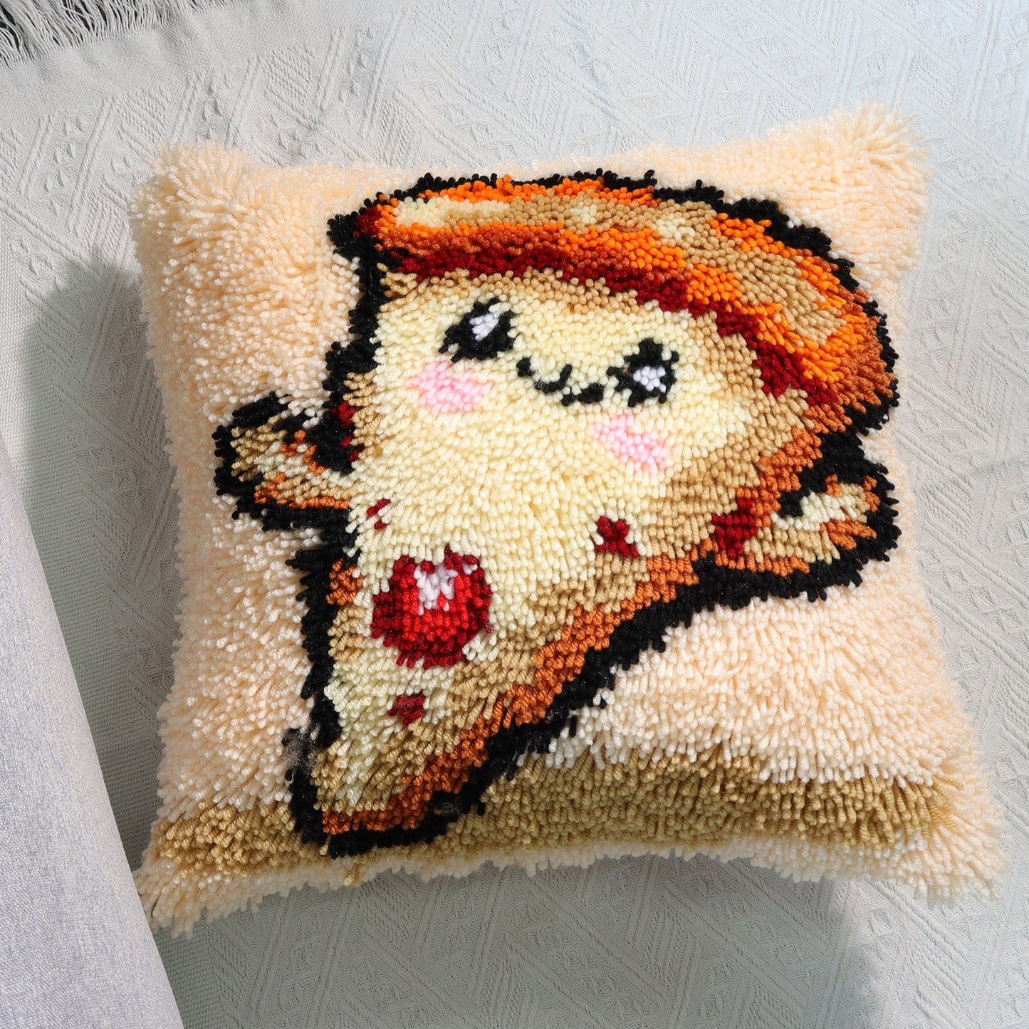 Cheezy Slice – Pizza Latch Hook Pillow Cover DIY Kit