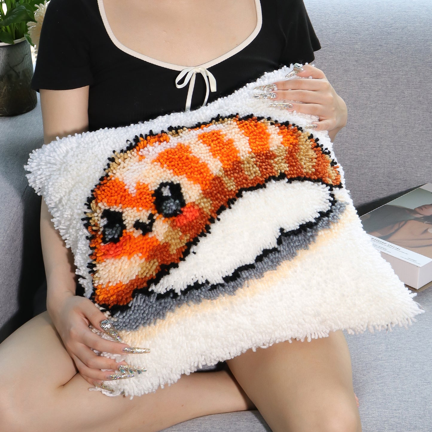 Mochi Maki Plush – Sushi Latch Hook Pillow Cover DIY Kit