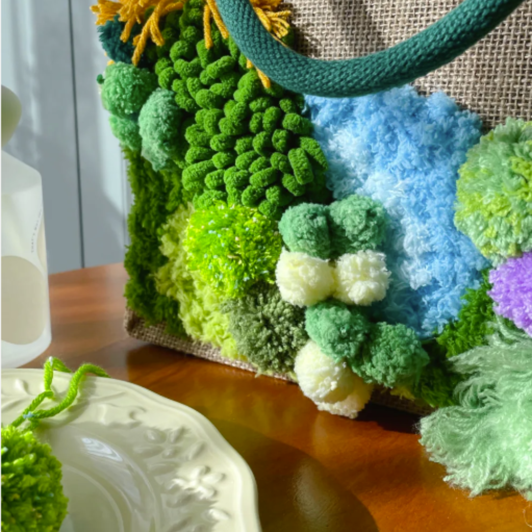 Latch Hook Moss Handbag DIY Kit
