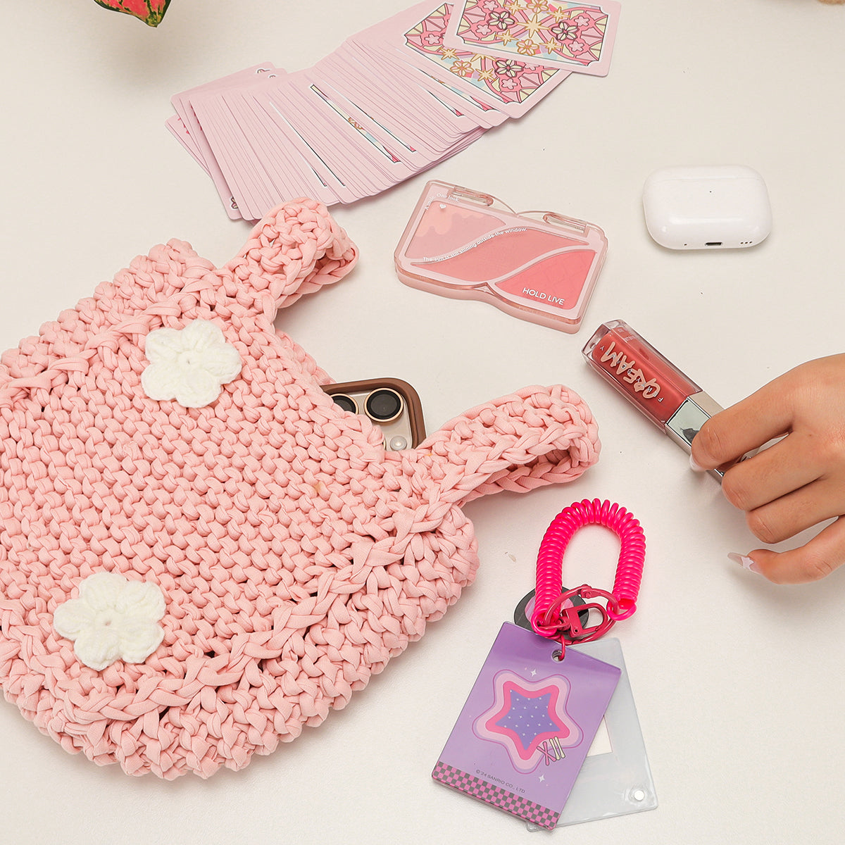 Ivory Petals - Woven Handbag DIY Kit - Pink