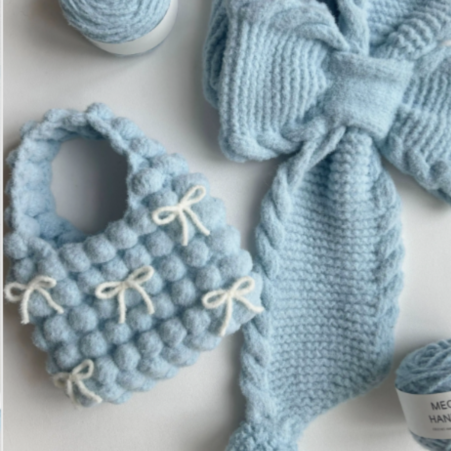 Cloud Bows β Puff Crochet Handbag β Sky Blue