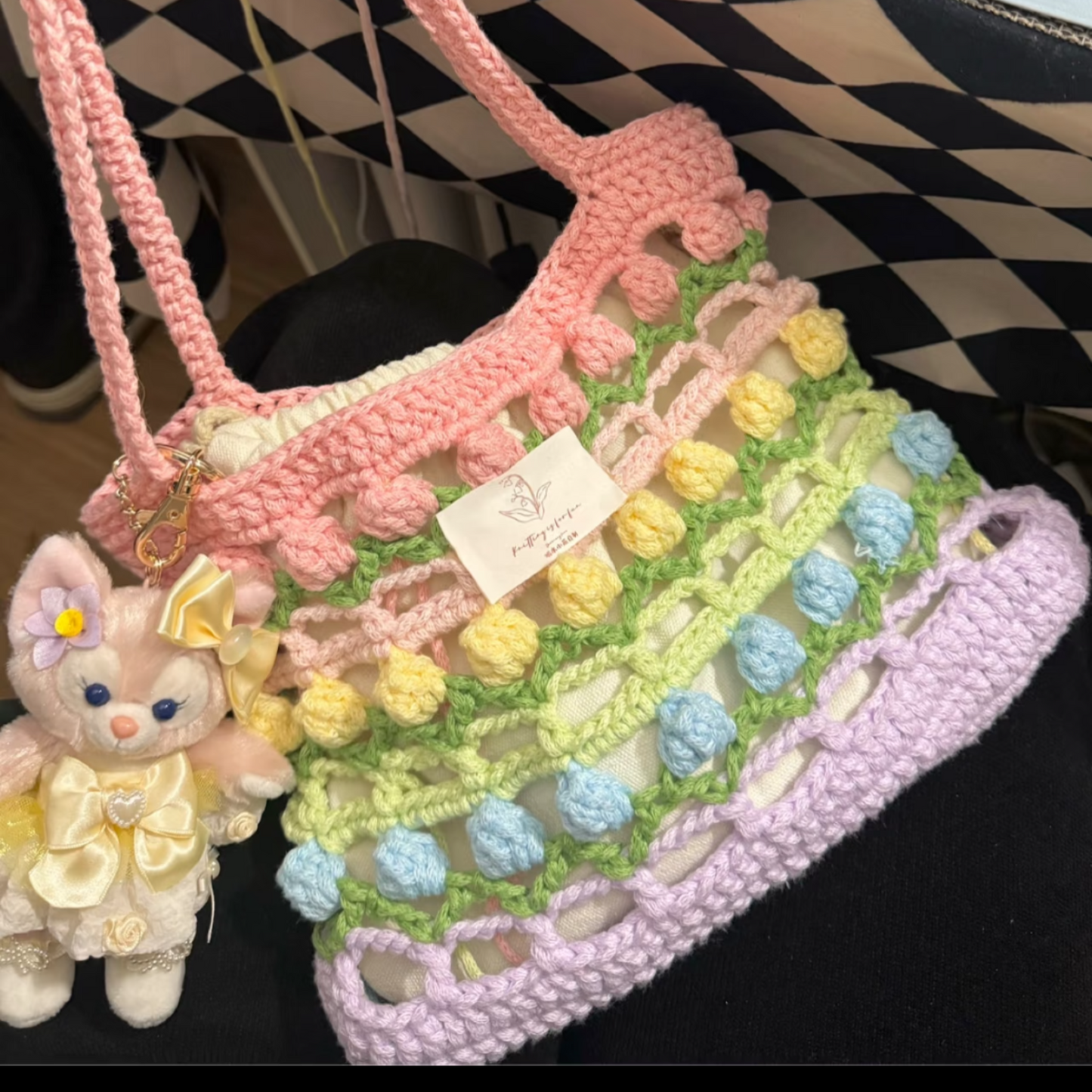 Rainbow Bloom – Crochet Handbag