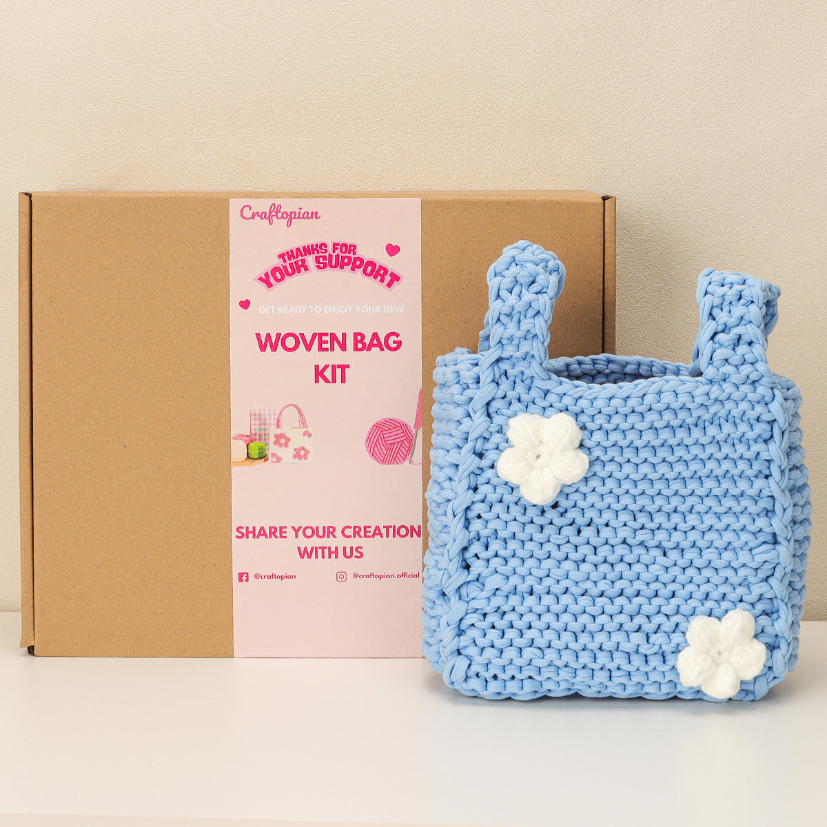 Ivory Petals - Woven Handbag DIY Kit - Azure