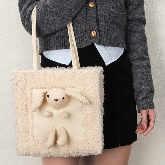 Fluffy Bunny - Woven Handbag DIY Kit - Beige