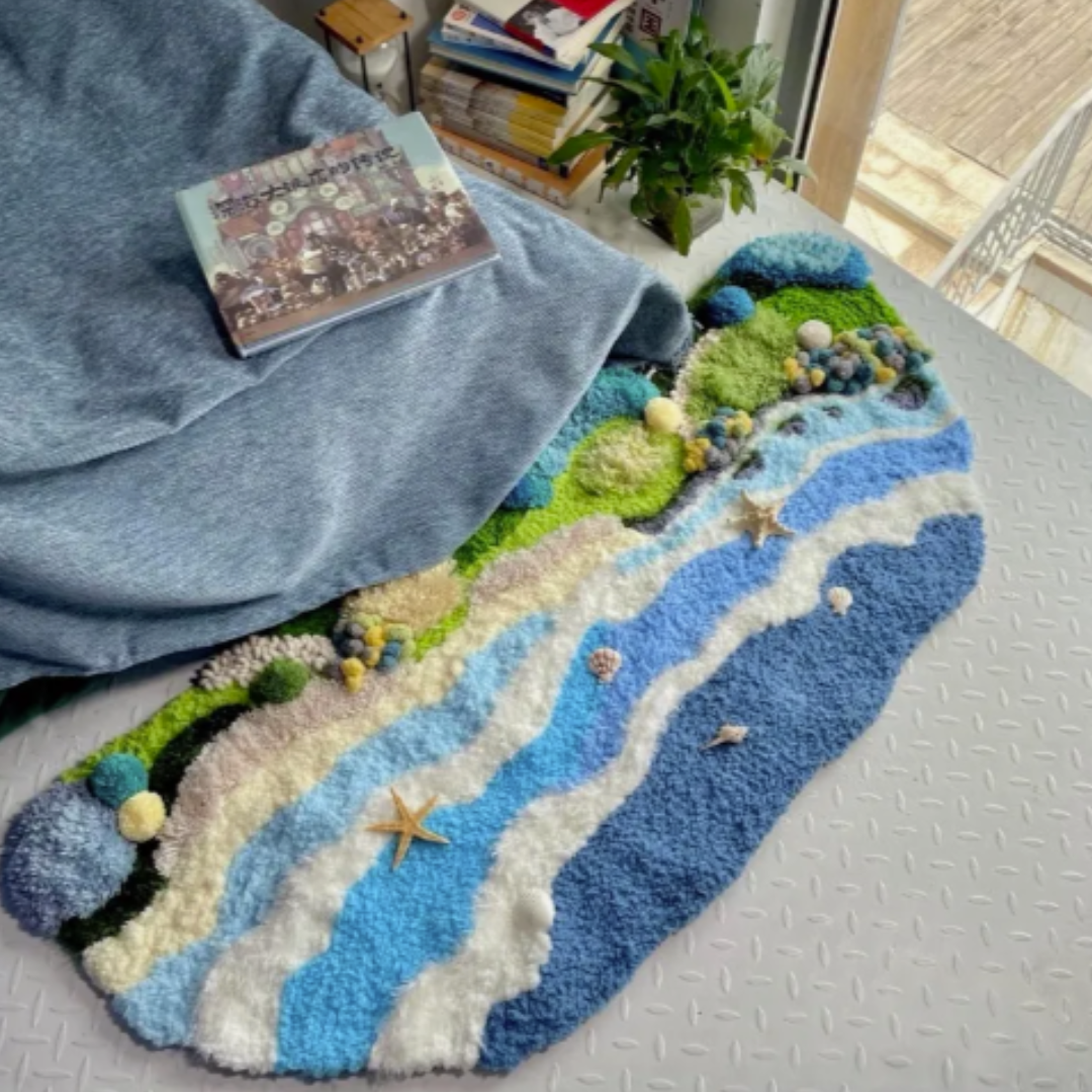DIY Latch Hook Ocean Moss Rug Kit - Beach of Summer