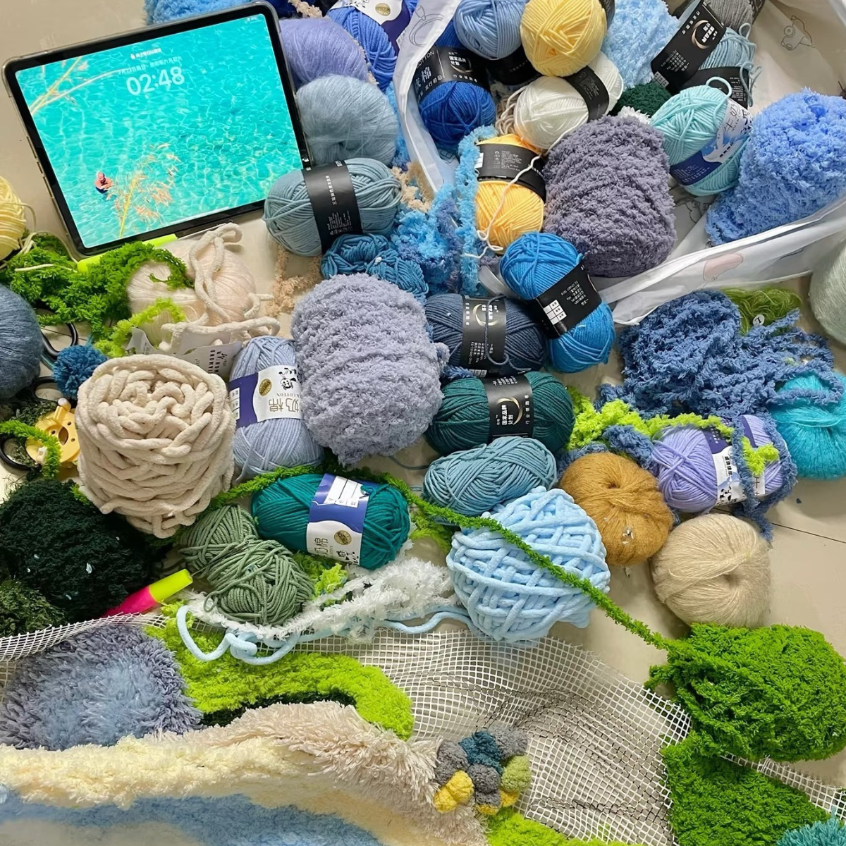 DIY Latch Hook Ocean Moss Rug Kit - Beach of Summer