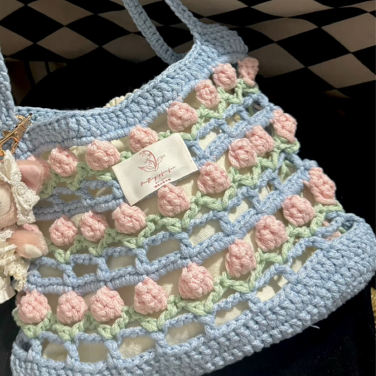 Rainbow Bloom – Crochet Handbag DIY Kit - Sky Blue