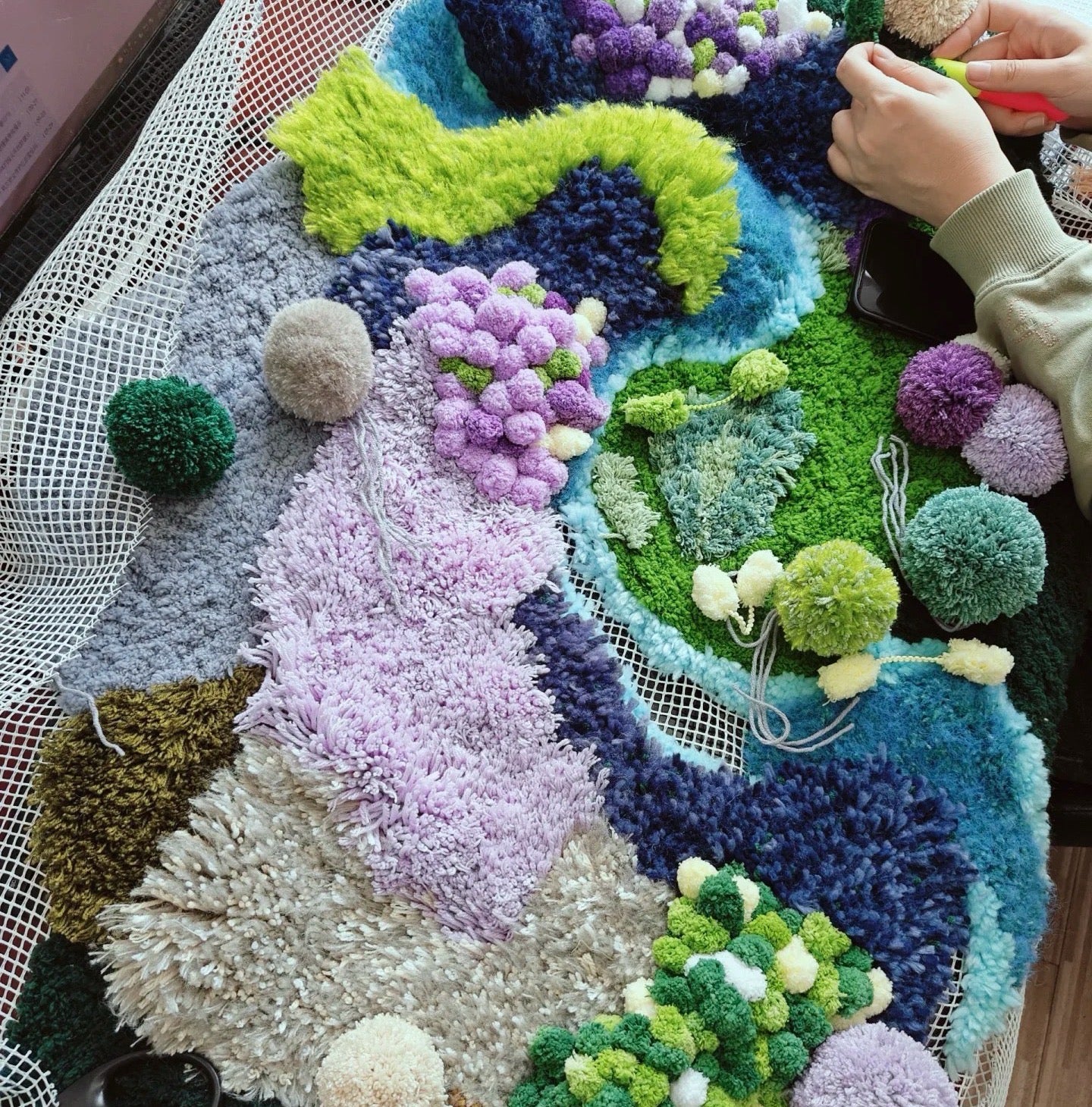 Moss Rug Latch Hook DIY Kit - Lavender Garden