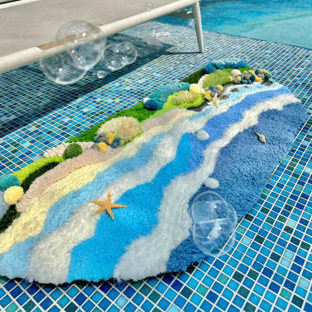 DIY Latch Hook Ocean Moss Rug Kit - Beach of Summer