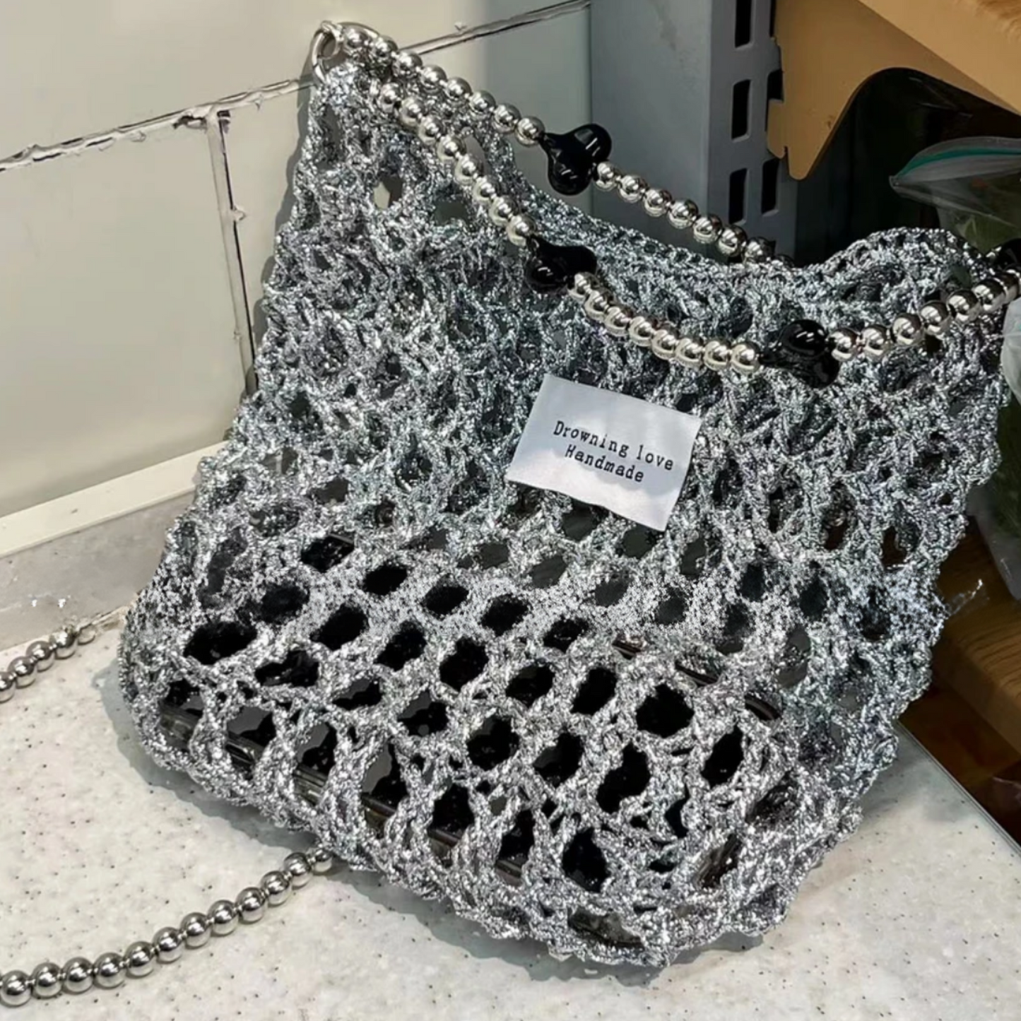 Stardust Echo – Metallic Mesh Bag DIY Kit – Silver Gleam