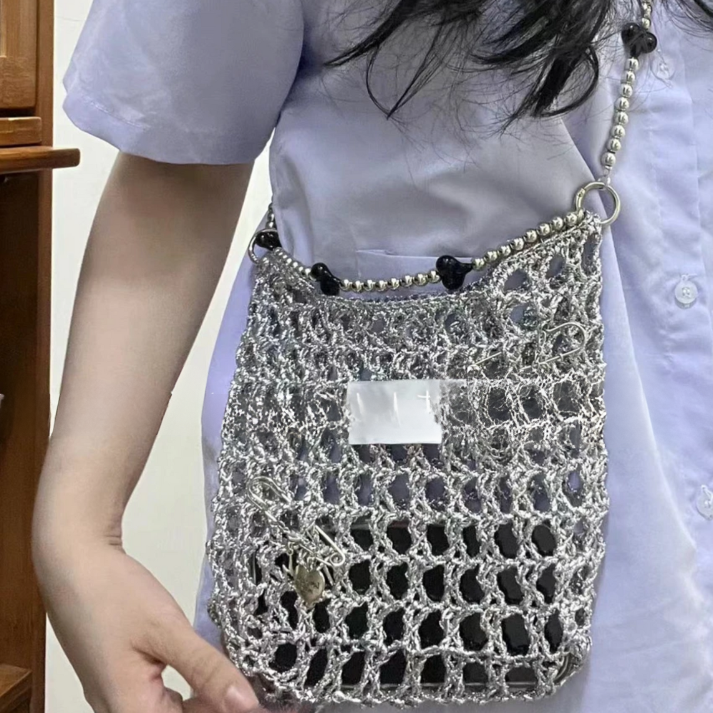 Stardust Echo – Metallic Mesh Bag DIY Kit – Silver Gleam