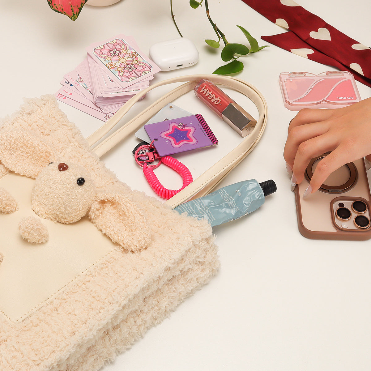 Fluffy Bunny - Woven Handbag DIY Kit - Beige