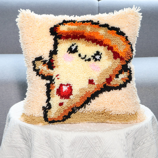 Cheezy Slice – Pizza Latch Hook Pillow Cover DIY Kit
