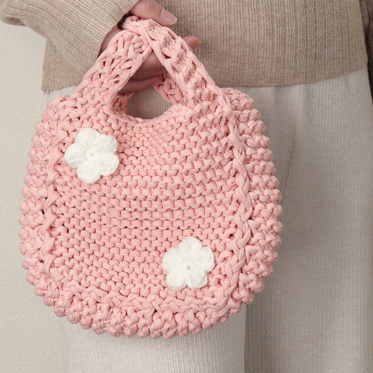 Ivory Petals - Woven Handbag DIY Kit - Pink