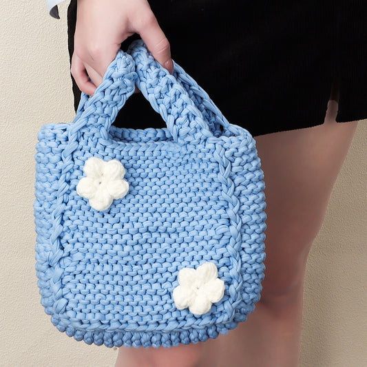 Ivory Petals - Woven Handbag DIY Kit - Azure