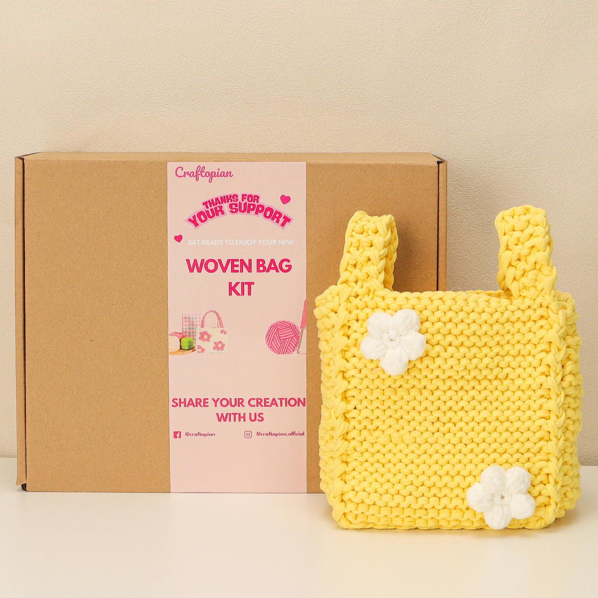 Ivory Petals - Woven Handbag DIY Kit - Yellow