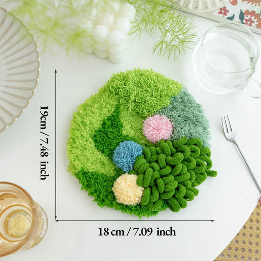 DIY Latch Hook Moss Coasters Kit | Floral Dots